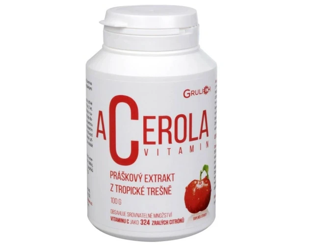 Acerola práškový extrakt z tropické třešně 100g koupíte na PřírodníLékárna.cz