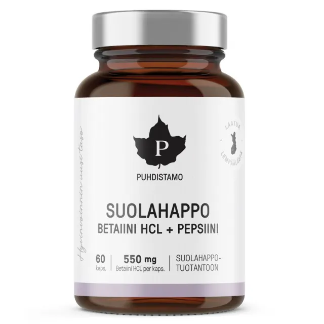 Puhdistamo - Betaine HCL (Betain HCl + Pepsin) - 60 kapslí