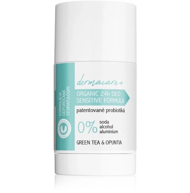 DERMACARE+ 24h Organický deodorant s prebiotiky a probiotiky - Green Tea a Opuntia 75 g