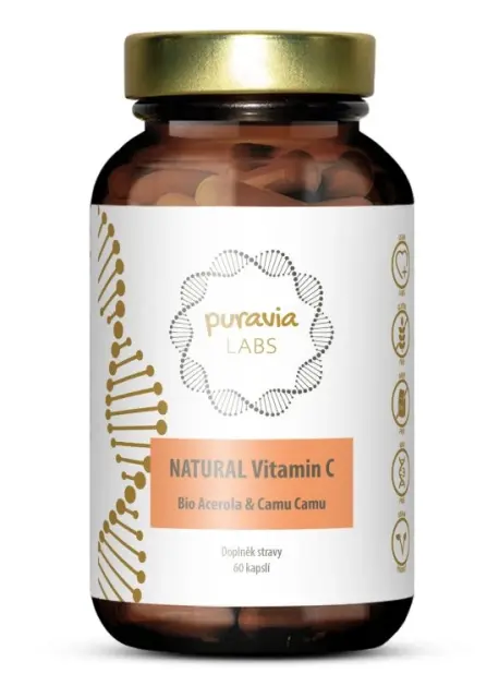 PuraviaLabs Přírodní vitamín C - BIO Acerola + Camu camu 60 cps