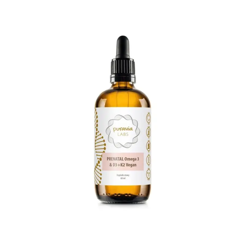 Prenatal Omega 3 & D3 + K2 Vegan, 60 ml puravia Prenatal Omega 3 & D3 + K2 Vegan, 60 ml puravia
