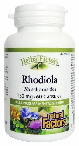 Levně Natural factors Rhodiola extrakt (rozchodnice) 60cps