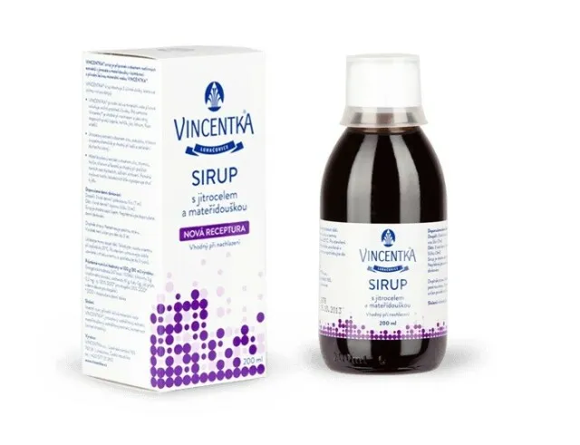 Vincentka Sirup s jitrocelem a mateřídouškou 200 ml
